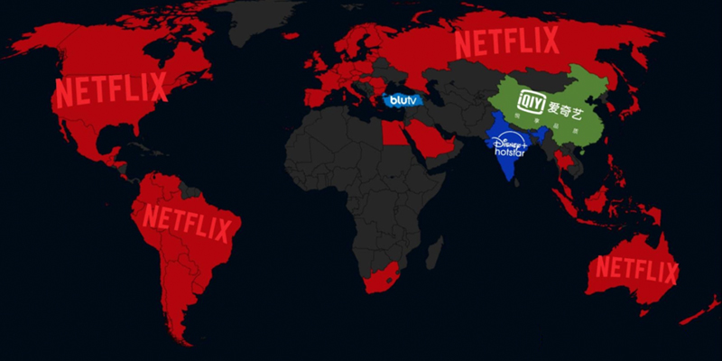 Popular streaming services around the globe.